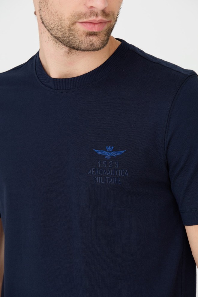 AERONAUTICA MILITARE Tricou din bumbac albastru marin pentru bărbați