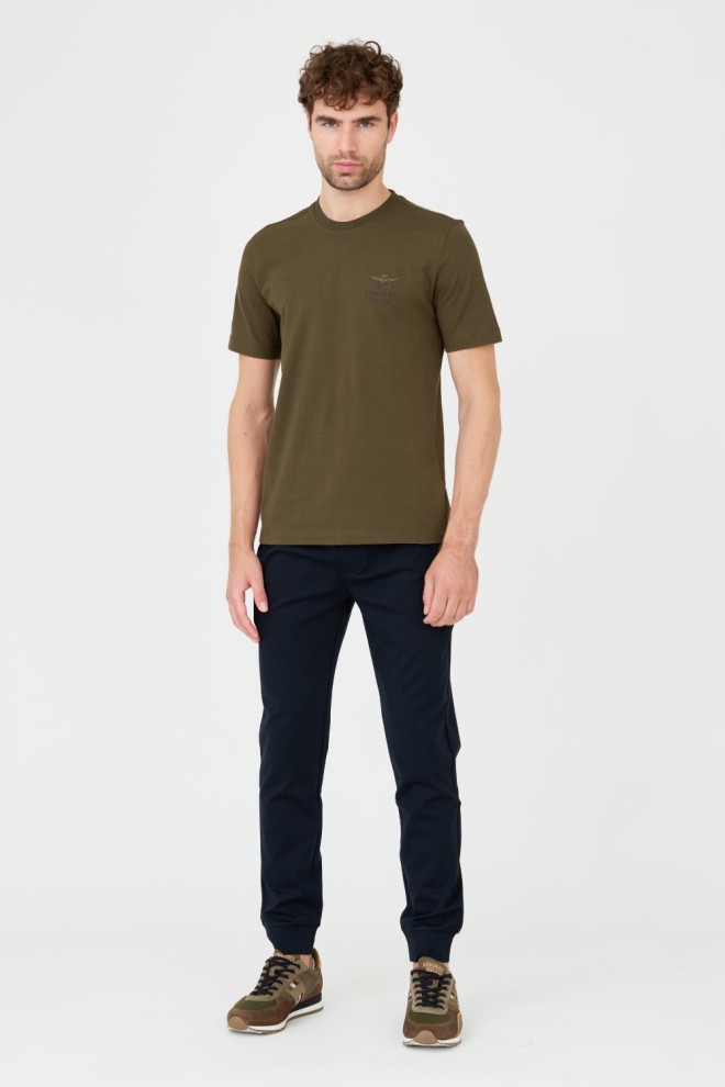 AERONAUTICA MILITARE Tricou verde din bumbac pentru bărbați