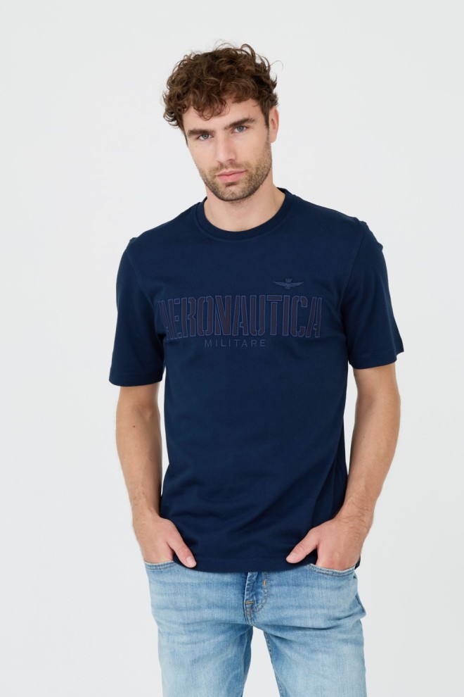 AERONAUTICA MILITARE Navy blue cotton men's t-shirt