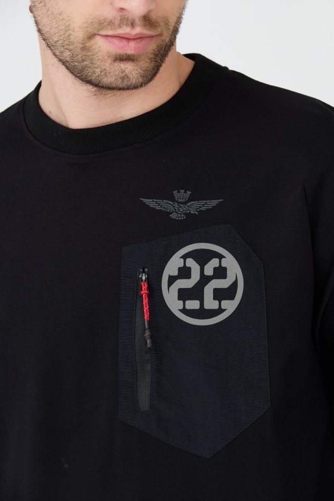 AERONAUTICA MILITARE Tricou negru pentru bărbați