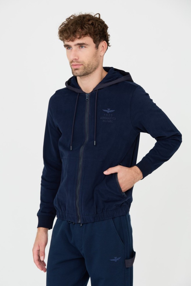AERONAUTICA MILITARE Navy blue men's hooded sweatshirt
