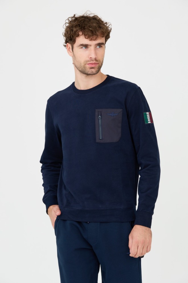 AERONAUTICA MILITARE Men's navy blue cotton longsleeve