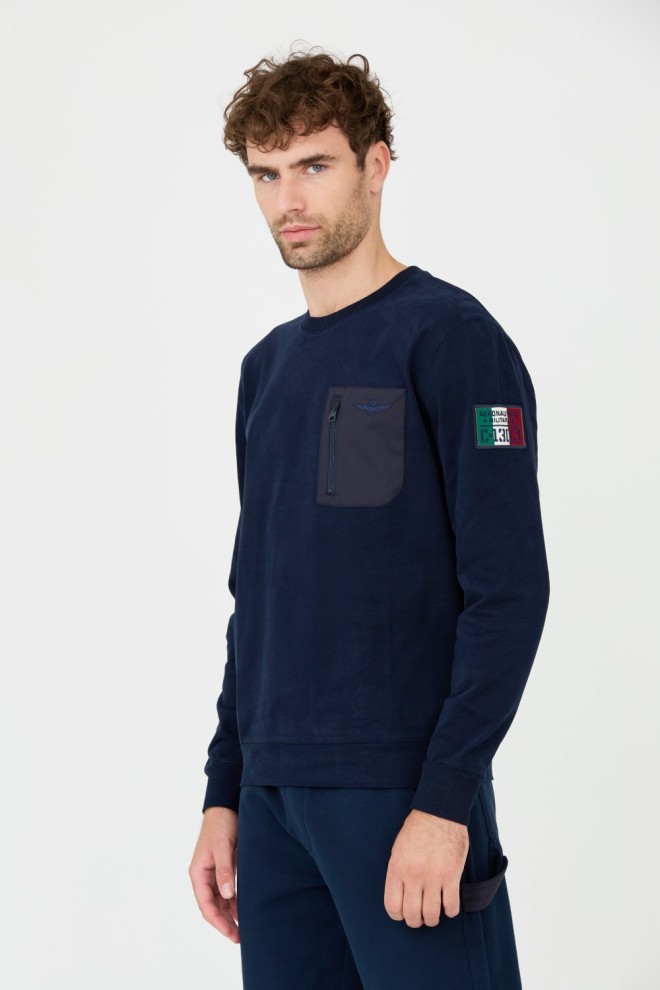 AERONAUTICA MILITARE Men's navy blue cotton longsleeve