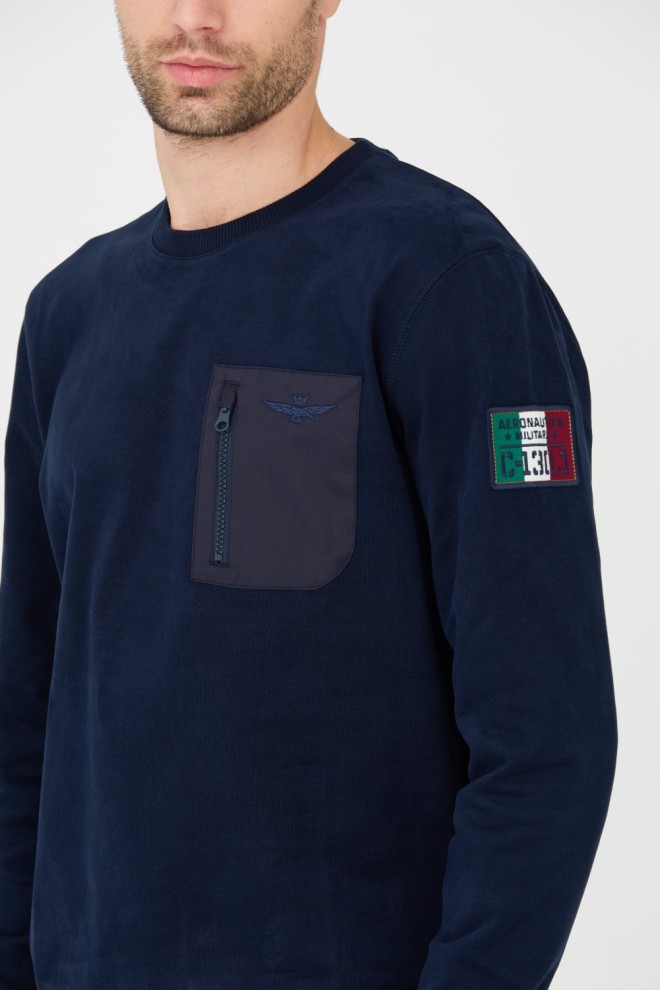 AERONAUTICA MILITARE Men's navy blue cotton longsleeve