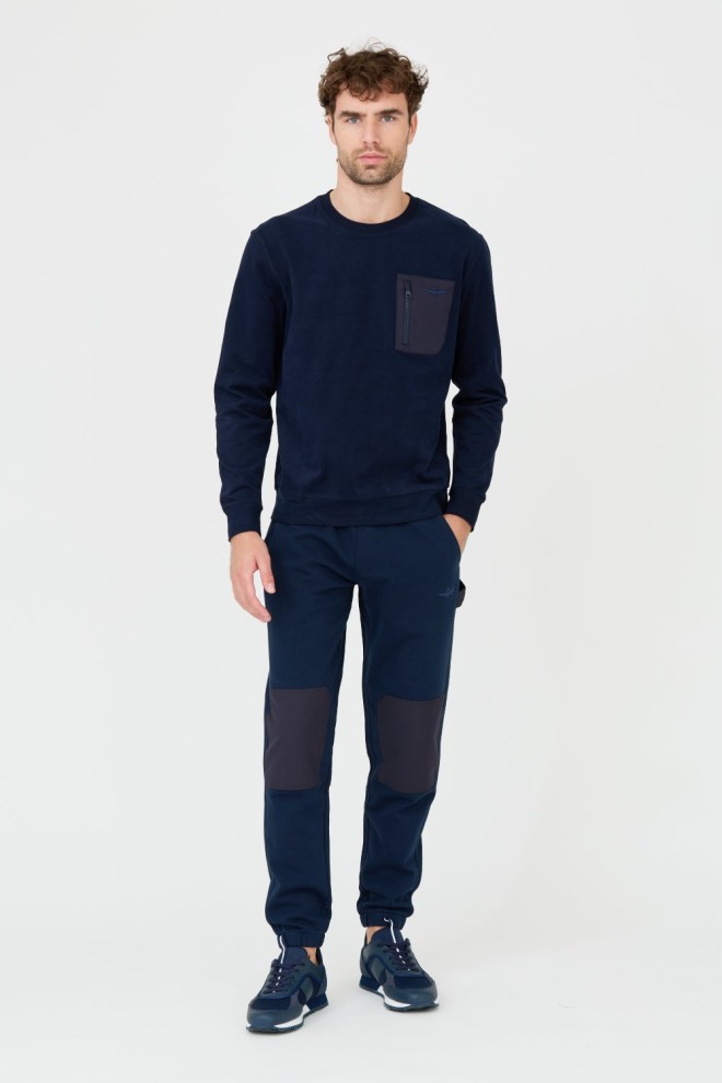 AERONAUTICA MILITARE Men's navy blue cotton longsleeve