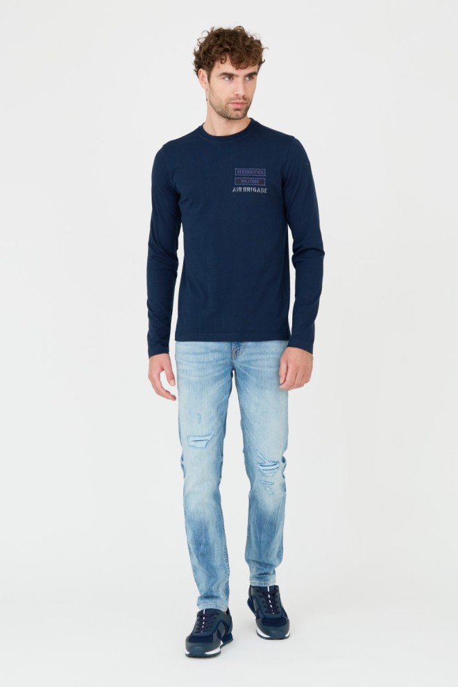 AERONAUTICA MILITARE Granatowy męski longsleeve bawełniany