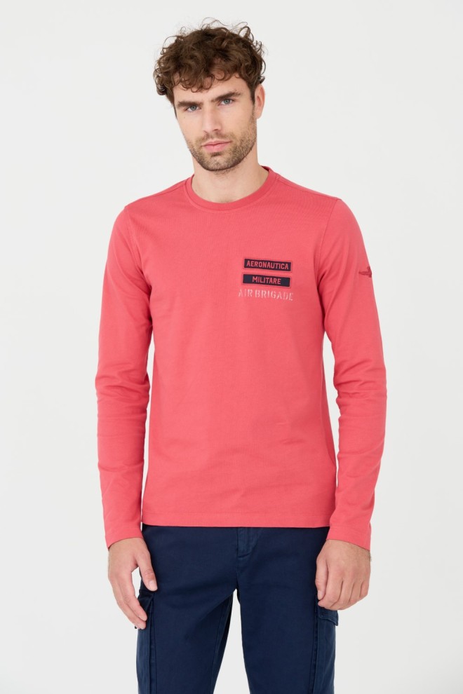 AERONAUTICA MILITARE Pink bărbați bumbac longsleeve