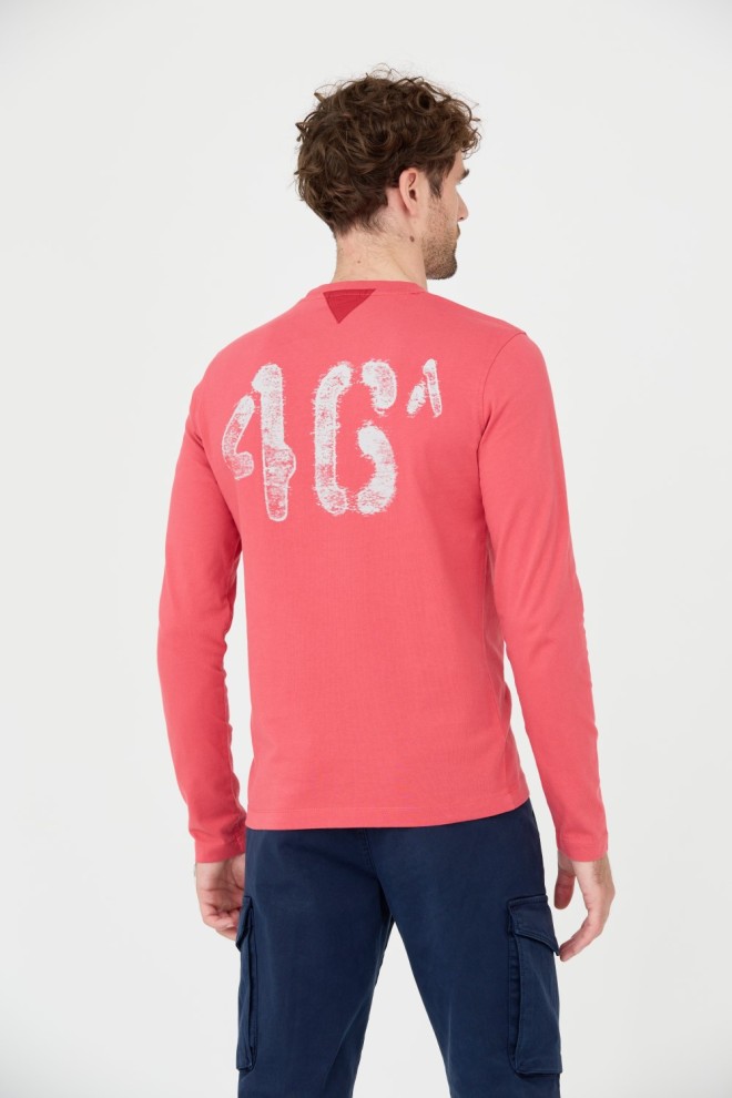 AERONAUTICA MILITARE Pink bărbați bumbac longsleeve