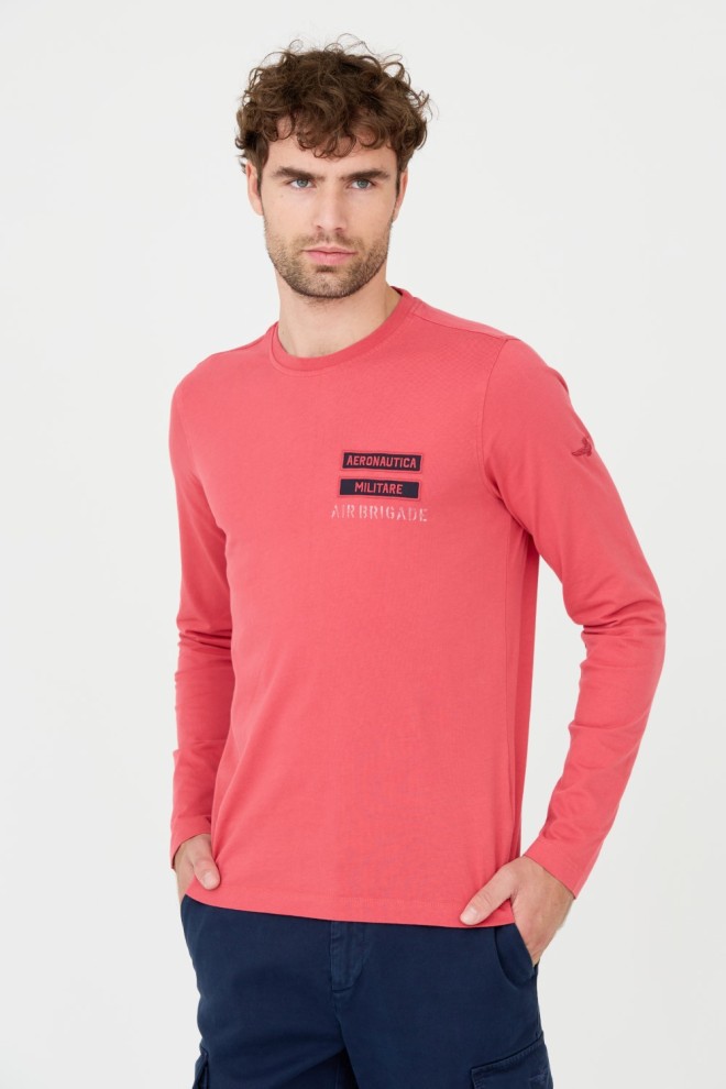 AERONAUTICA MILITARE Pink bărbați bumbac longsleeve