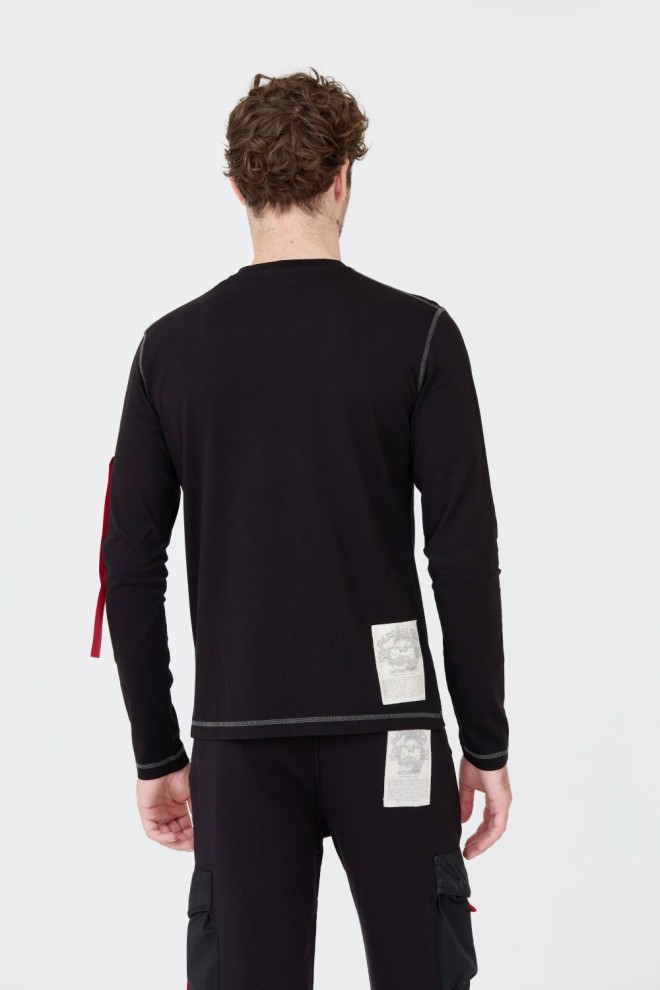 AERONAUTICA MILITARE Black men's cotton longsleeve
