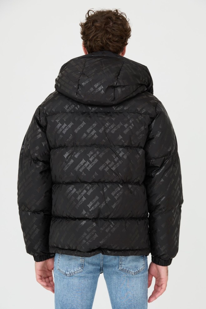 JUST CAVALLI Jachetă R Print Logo neagră pentru bărbați