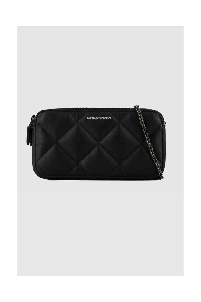 EMPORIO ARMANI Small black quilted chain handbag