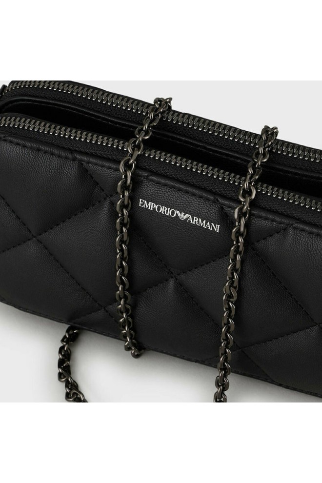 EMPORIO ARMANI Small black quilted chain handbag