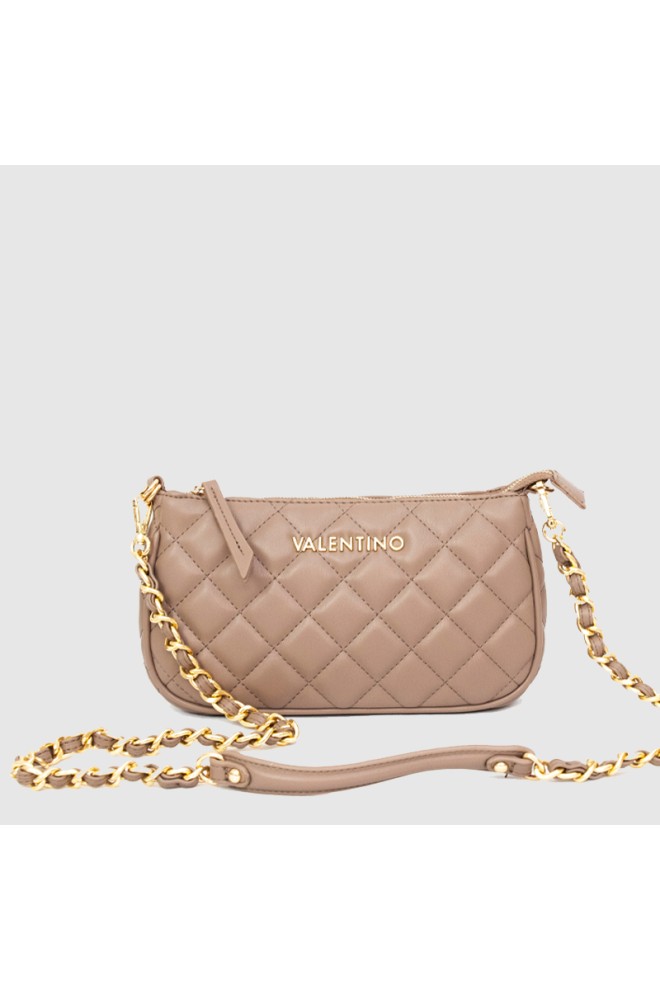 VALENTINO Double ocarina crossbody handbag in taupe color