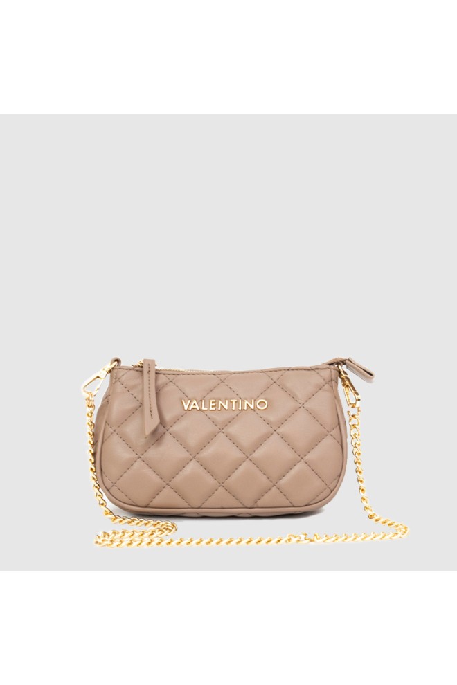 VALENTINO Double ocarina crossbody handbag in taupe color