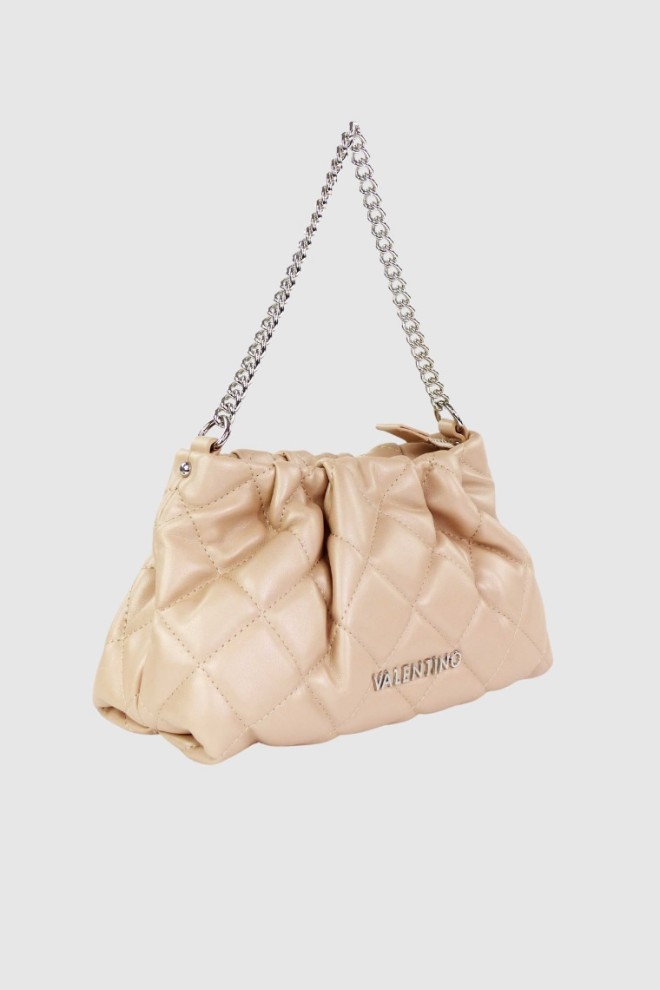 VALENTINO încrețit matlasat bej ocarina reciclare pochette geantă de mână