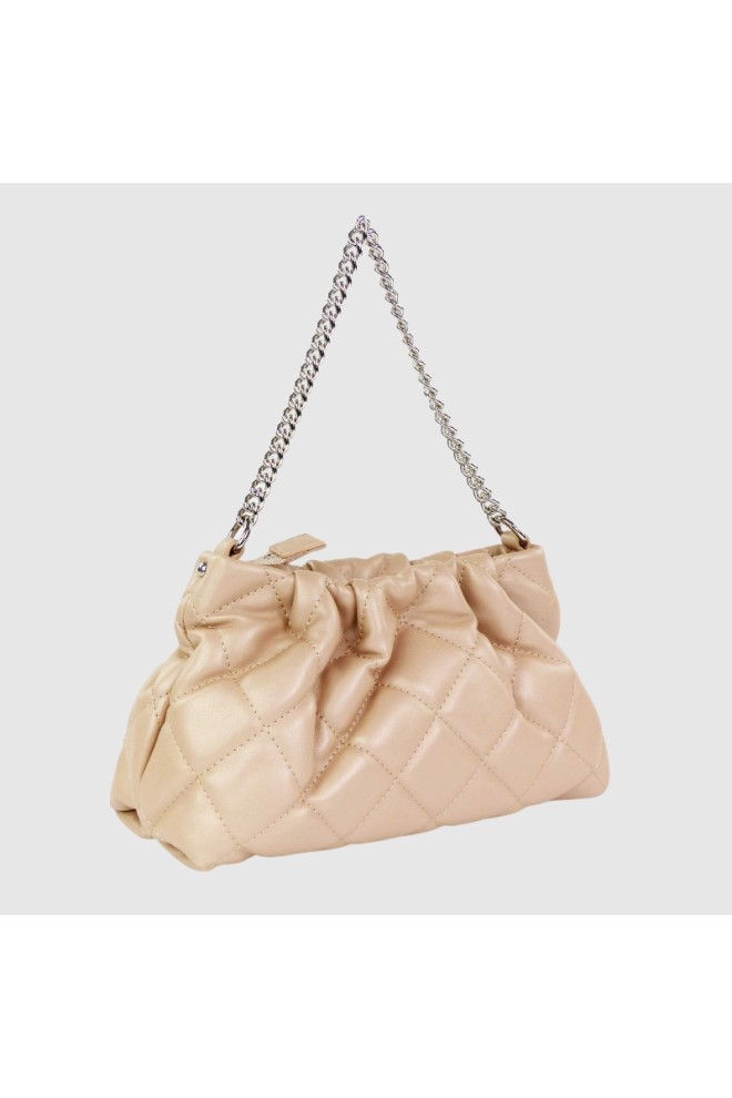 VALENTINO încrețit matlasat bej ocarina reciclare pochette geantă de mână