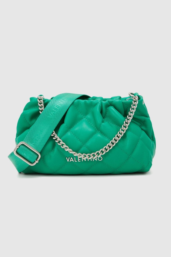 VALENTINO crinkled quilted green ocarina recycle pochette handbag