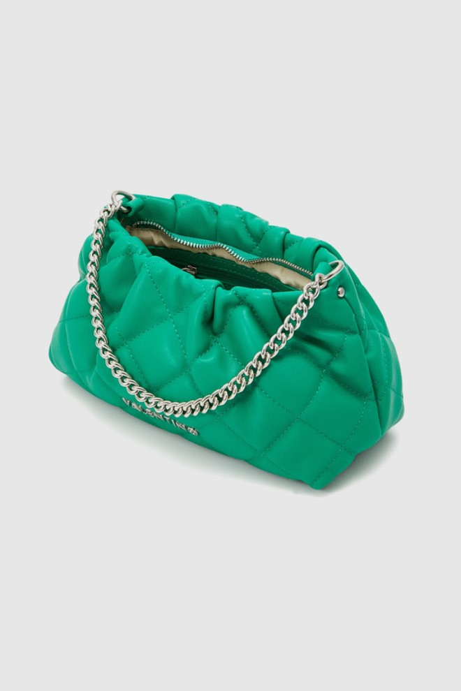 VALENTINO crinkled quilted green ocarina recycle pochette handbag