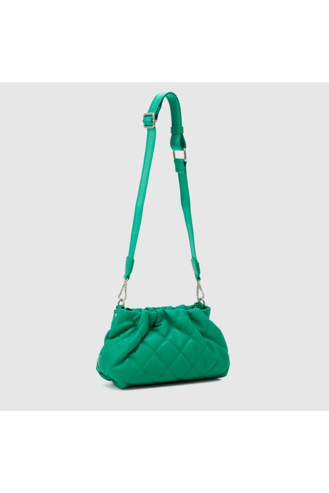 VALENTINO crinkled quilted green ocarina recycle pochette handbag