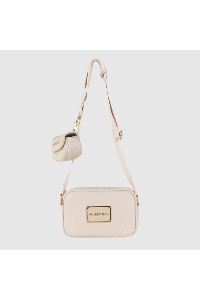 VALENTINO Embossed cream handbag with clip-on sachet sunny re haversack