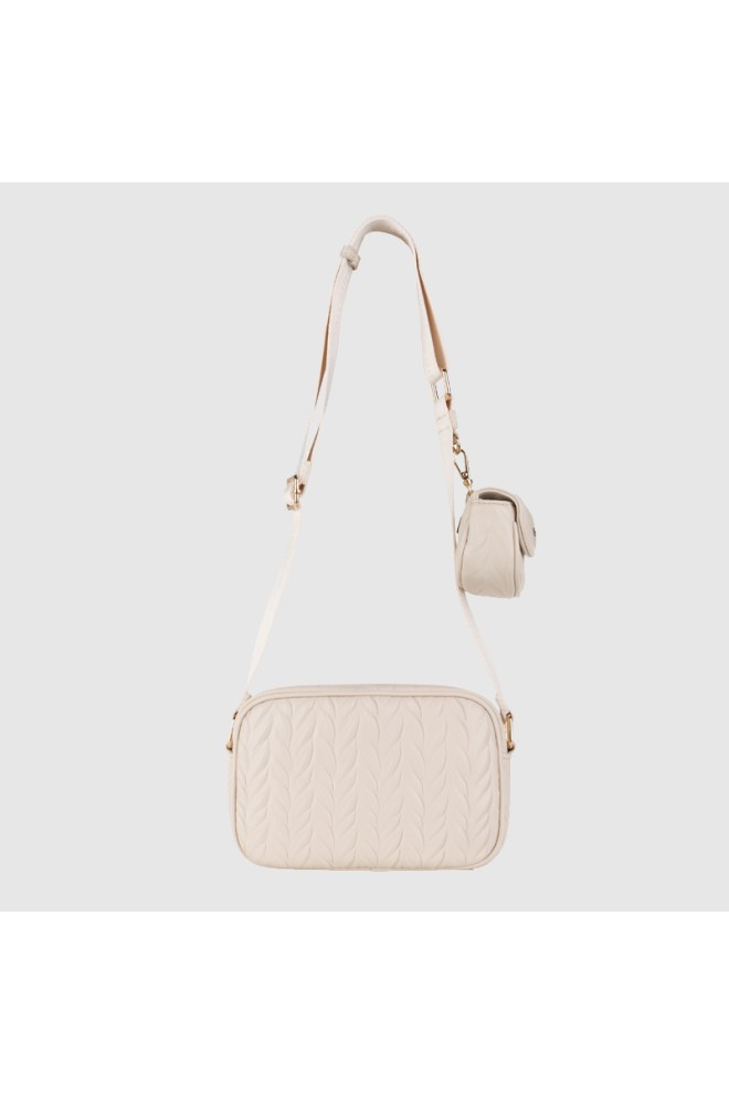 VALENTINO Embossed cream handbag with clip-on sachet sunny re haversack