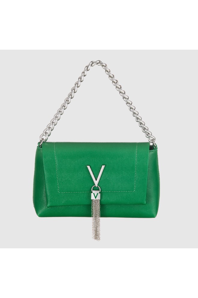 VALENTINO Green handbag with decorative V oceania re satchel