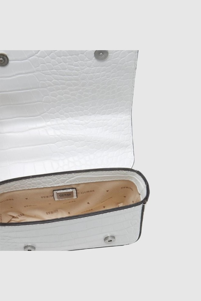 GUESS Geantă mini didi din piele de crocodil imitație albă