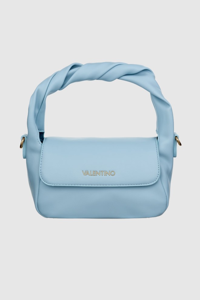 VALENTINO Blue small plain handbag with twisted handle lemonade satchel