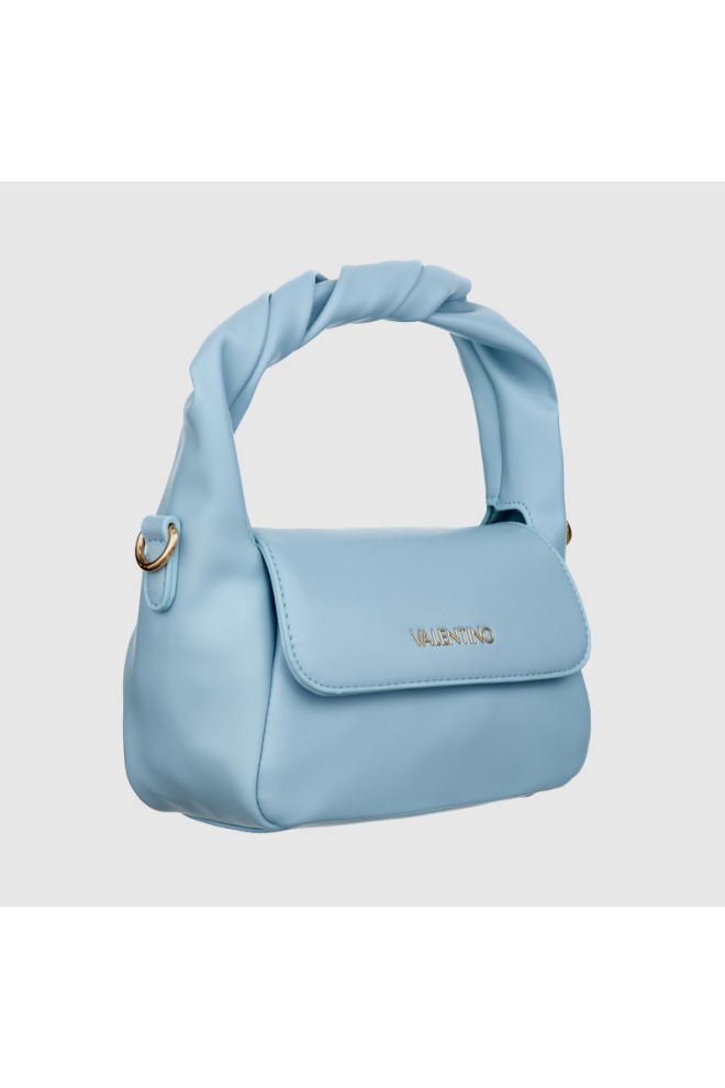 VALENTINO Blue small plain handbag with twisted handle lemonade satchel