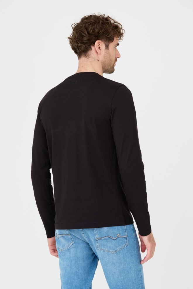 AERONAUTICA MILITARE Negru bărbați bumbac longsleeve