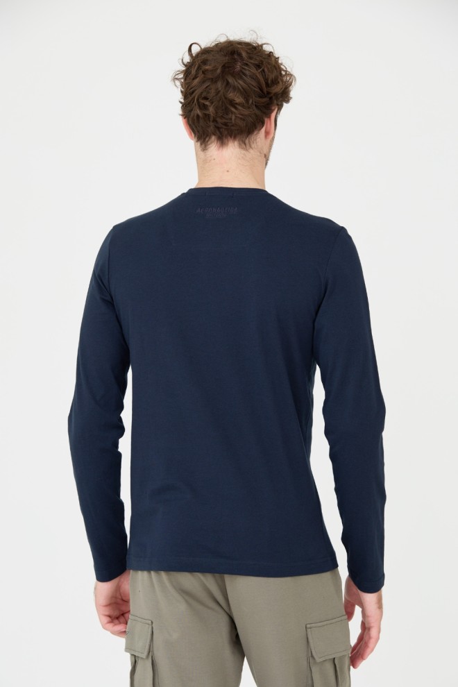 AERONAUTICA MILITARE Granatowy męski longsleeve bawełniany