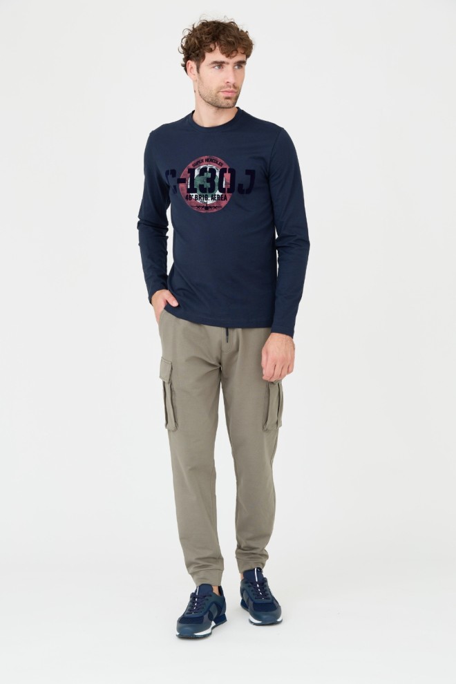 AERONAUTICA MILITARE Navy blue men's cotton longsleeve