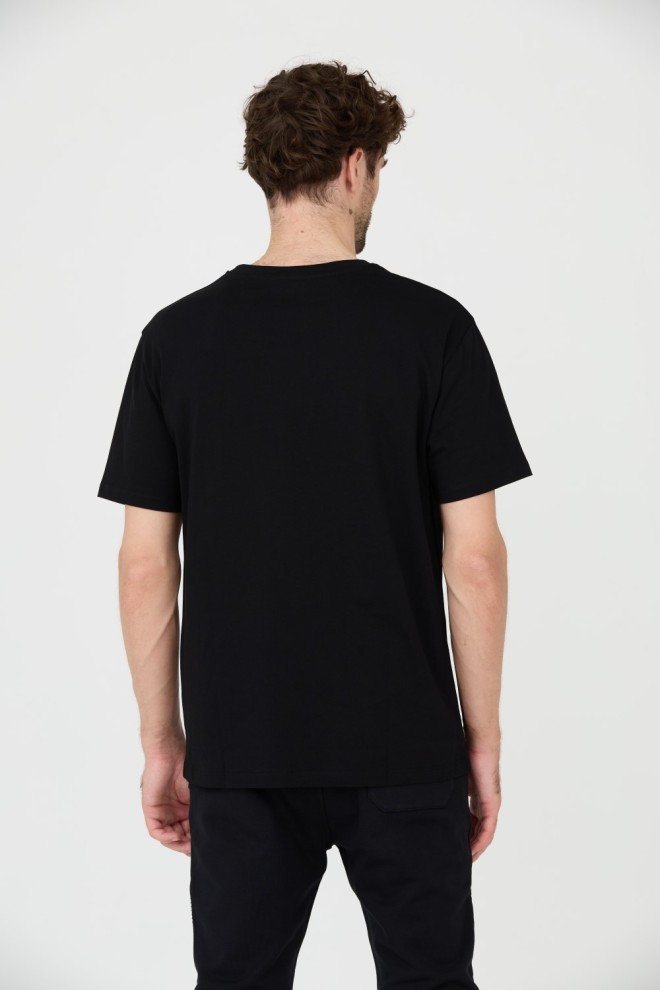 BALMAIN Black t-shirt with white Retro Balmain Flock logo