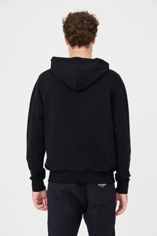 BALMAIN Black Printed Hoodie