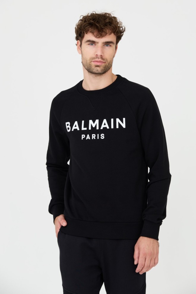 Чорний світшот з принтом BALMAIN