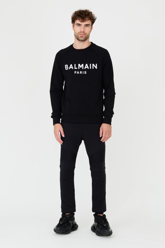 BALMAIN Black Printed Sweatshirt