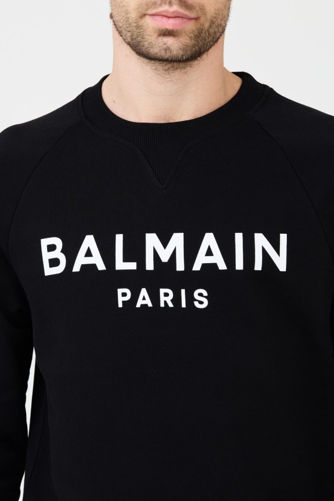 Чорний світшот з принтом BALMAIN