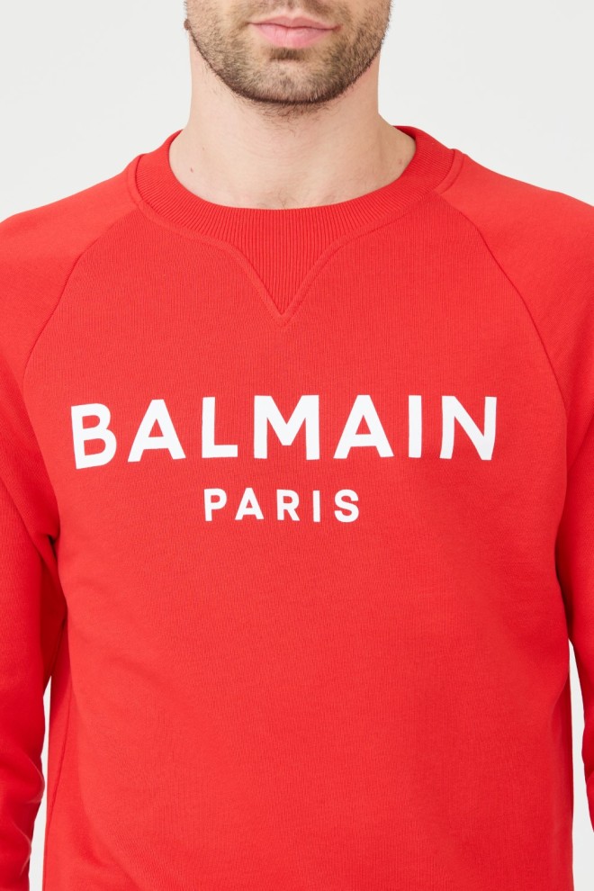 BALMAIN Red Printed Sweatshirt