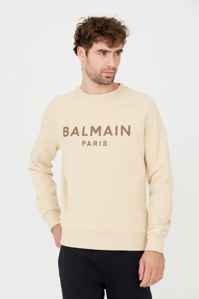 Бежевий світшот з принтом BALMAIN