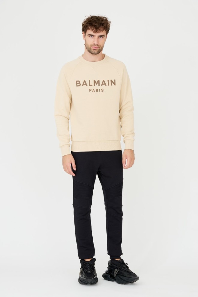 BALMAIN Beige Printed Sweatshirt