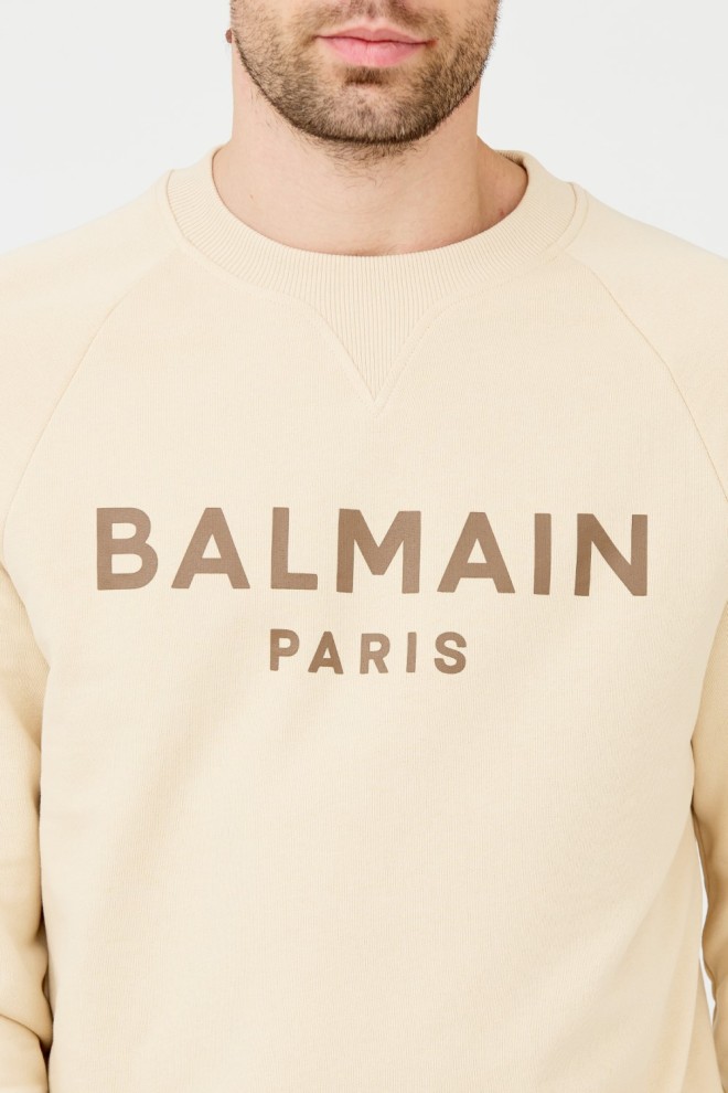 Бежевий світшот з принтом BALMAIN