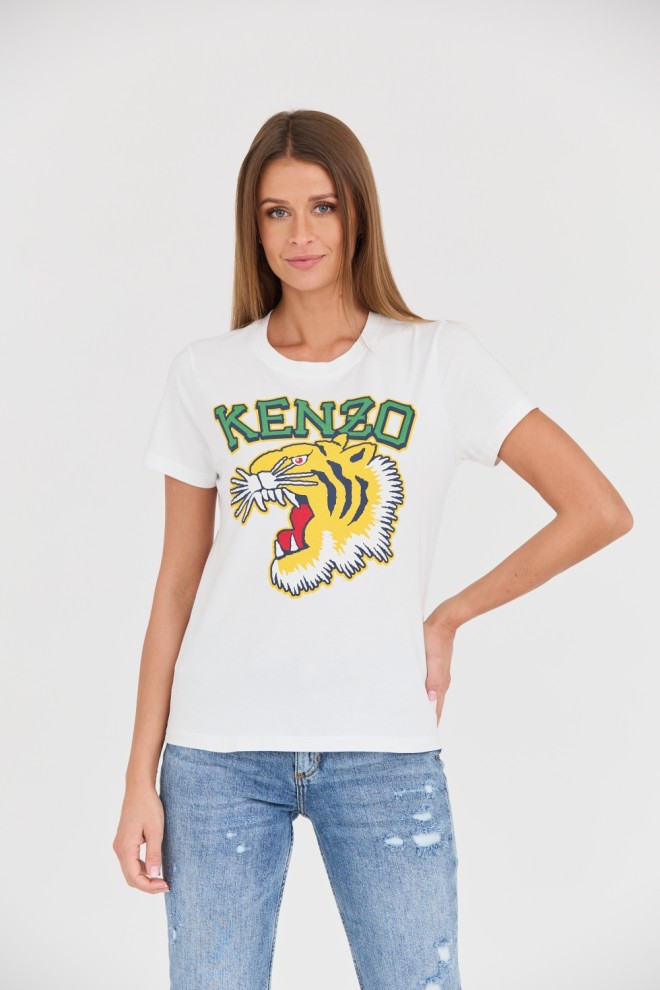 Футболка KENZO White Tiger Varsity з вирізом під горло