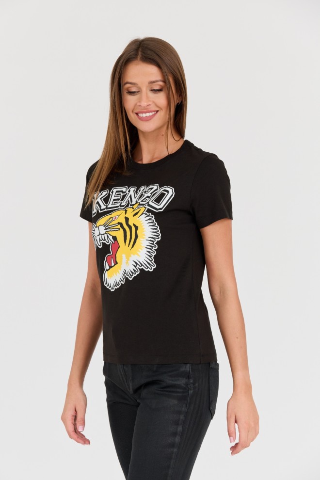 KENZO Tricou cu guler crewneck Tiger Varsity negru pentru femei