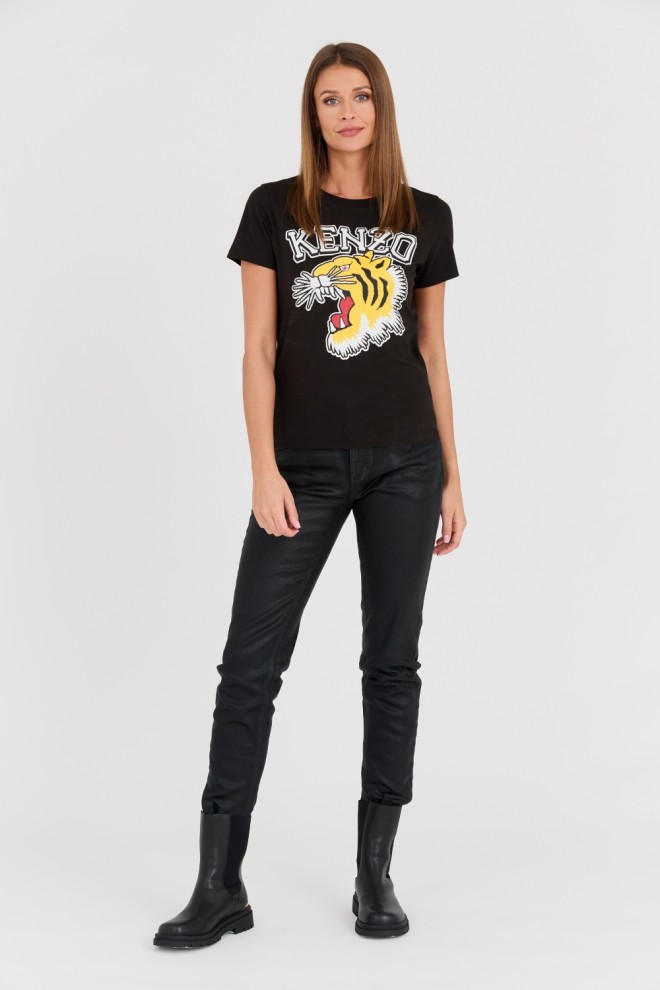 KENZO Tricou cu guler crewneck Tiger Varsity negru pentru femei