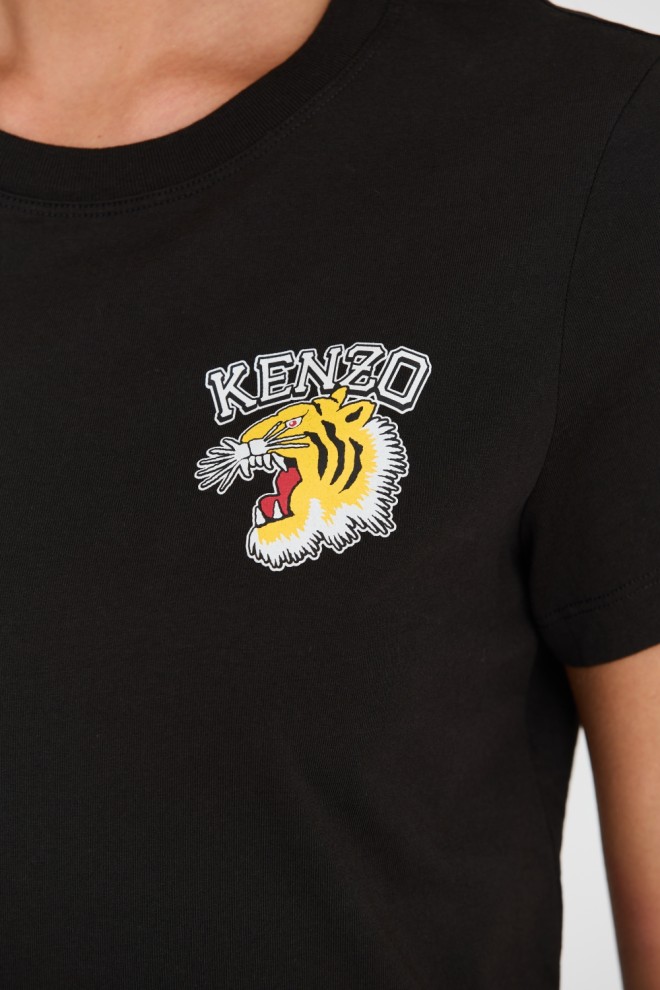 KENZO Tricou negru pentru femei cu imprimeu "TIGER VARSITY