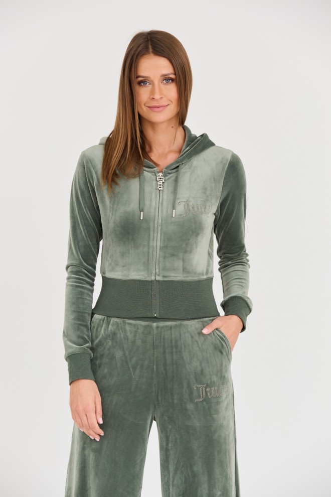 JUICY COUTURE Green Marissa Velour Track Top Sweatshirt