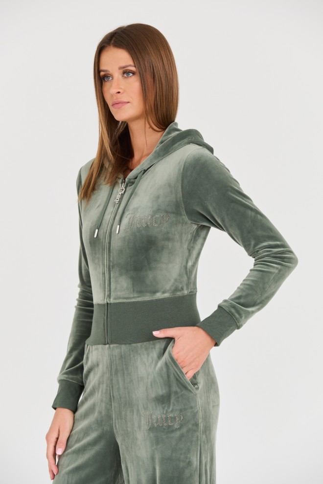 JUICY COUTURE Green Marissa Velour Track Top Sweatshirt