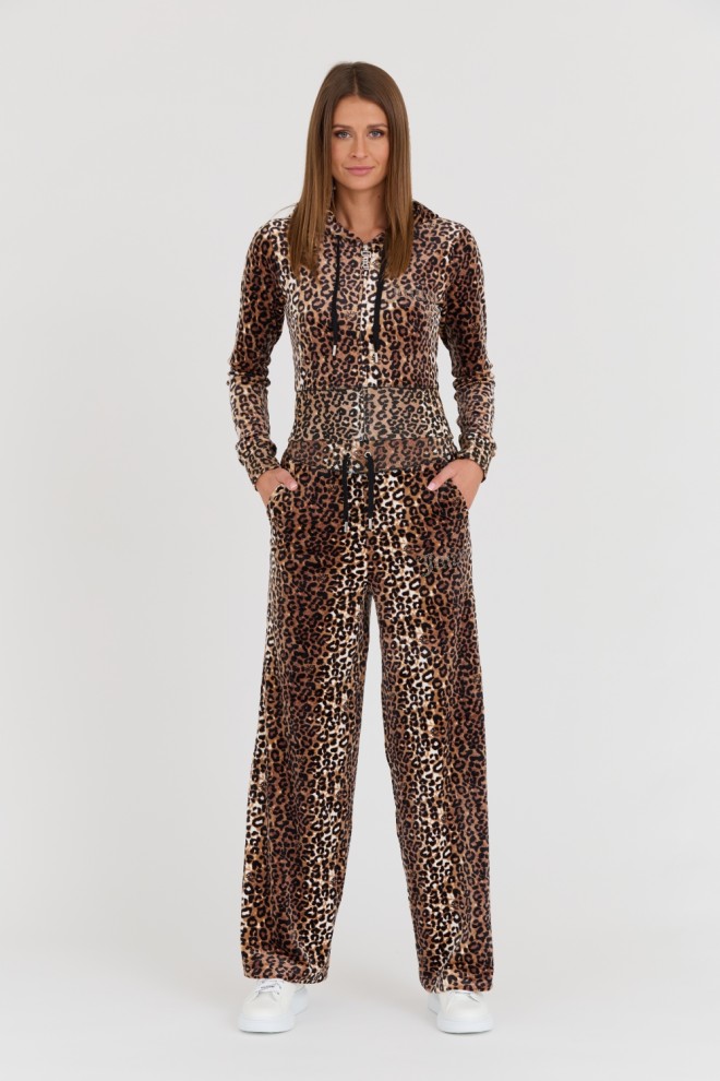 JUICY COUTURE Bexley Leopard Velour Track Pants