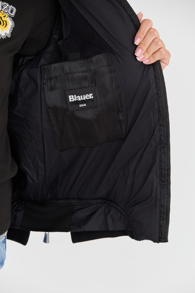 BLAUER Jachetă plisată neagră pentru femei
